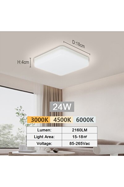 Choice5 White light ED-SQ-24W LED Ceiling Lamp 18-48W Flush Mount Fixture 300...