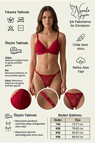 NOOALA GİYİM Women's Lace Bralet Set with Ribbon Detail - Modern and Stylish ...
