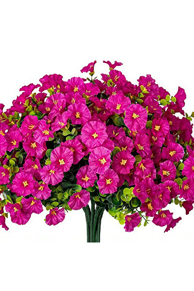Choice5 4Bundles Fuchsia 4/12Pcs Artificial Flowers Fake Silk Morning Glory F...