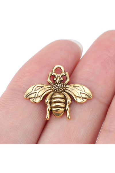 Choice Gold Color 50pcs Antique Silver/Gold Bee Honeybee Charms Pendants Bead...