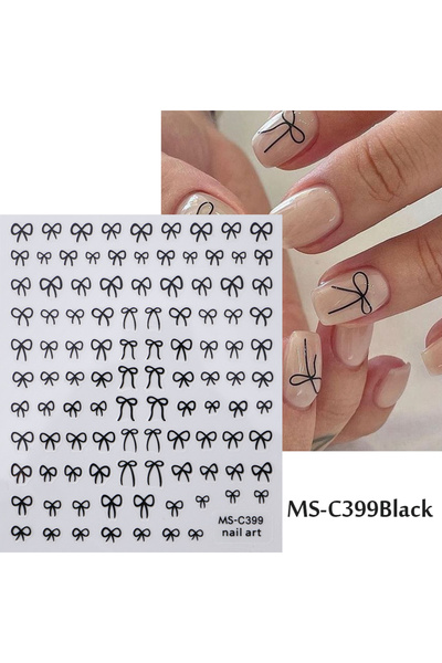 Choice MS-C399 Black 1/2pcs Black White Pink Mini Bowknot Design Nail Art Sti...
