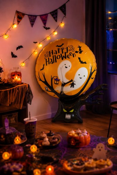 DODOMAR Halloween Folyo Balon Ağaçlı 95x66 cm Cadılar Bayramı Parti Süsü Tema...