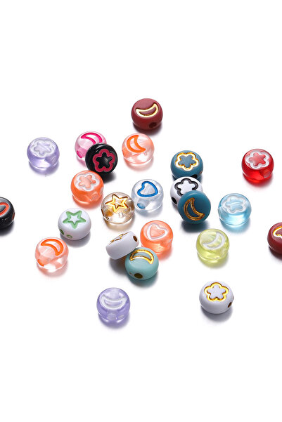 Choice5 7mm x 50pcs Mixed-gold 50pcs Colorful Acrylic Heart Flower Beads Flat...
