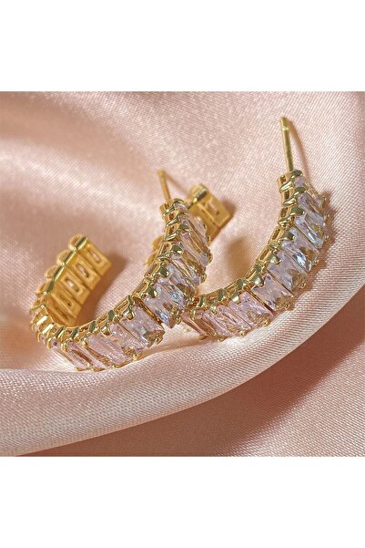 Choice1 Gold Color New Geometric Rectangle Zircon Anti Allergy Stud Earrings ...