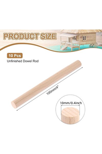 Choice 10pcs 10mmX100mm 10pcs Wooden Dowel Rods, Unfinished Hardwood Sticks D...