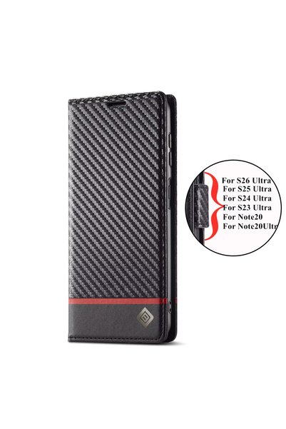 Choice Galaxy S23 Ultra Red -- Carbon Fiber Leather Case for Samsung Galaxy S...