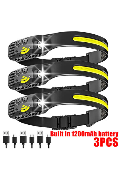 Choice4 XIWANGFIRE 1200mAh 3pcs Induction Headlamp COB+LED Head Flashlight Bu...