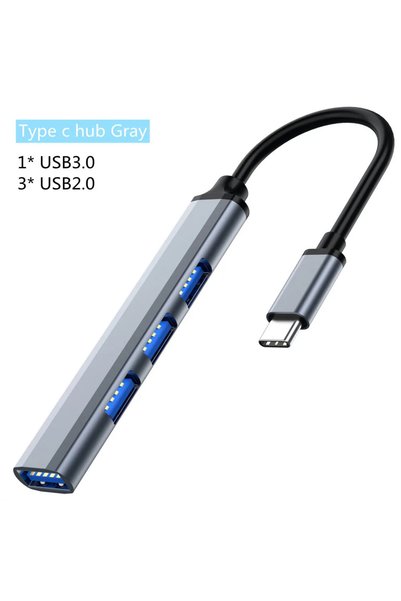 Choice Type C Gray 4-Port USB-C Hub 3.0/3.1-Multi-Device Splitter OTG for Mac...