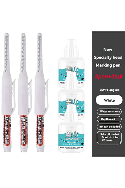 Choice13 white 3pen 3ink- 45mm Waterproof Deep Hole Marker Pens Long Nib Head...