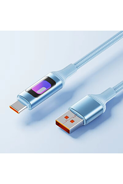 Choice 1.2m A-C blue NNBILI USB A to Type C Cable 120W Hollow-out RGB Light F...
