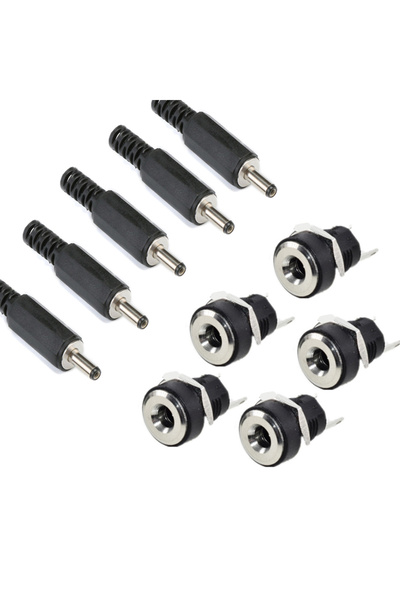 Choice1 5Pairs DC 3.5x1.3mm Power Supply Male Plug + Female Jack Panel Mount ...