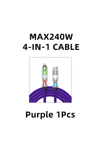 Choice Multi to Multi 1m Purple 1m 1Pcs 4-IN-1 240W USB Type C To USB C Cable...