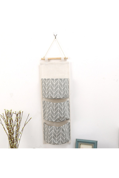 Choice 3 Grey 1PC Three Pockets Hanging Wall Storage Bag Household Bedroom Li...