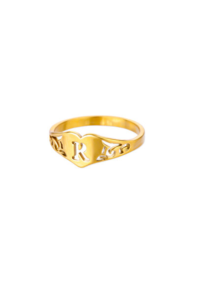 Choice 7 Gold Color R Fashion Hollow Initial Letter Heart Rings For Women Gol...