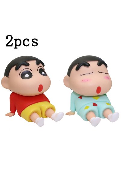 BANDAI 2pcs no box Crayon Shin-Chan Anime Figure Phone Holder Kawaii Desktop ...