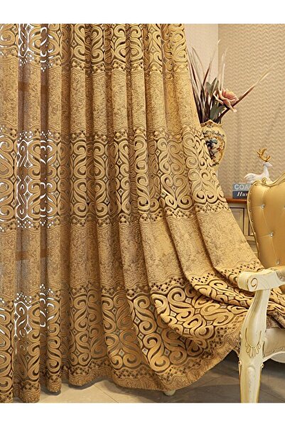 Choice Grommet Top 100x250cm brown Khaki eight character hollow perforated cu...