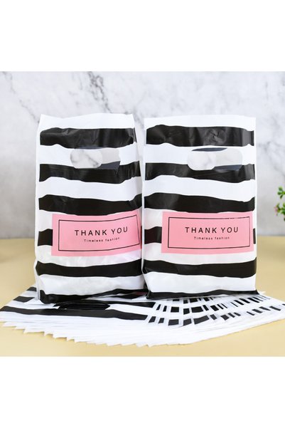 Choice 19.8cm x 14.7cm 50pcs 50/100Pcs Thank You Gift Bags With Handles Birth...