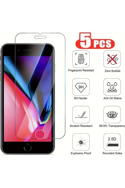 Choice1 5 قطع من الزجاج المقوى لهاتف iPhone SE 2020 5 قطع من الزجاج المقوى ال...