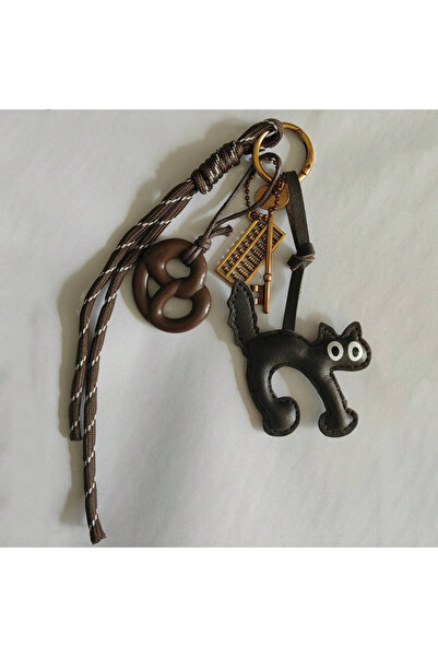 Choice7 coffeebread Classic Cute Leather Chocolate Cat Keychain Pendant Lovel...
