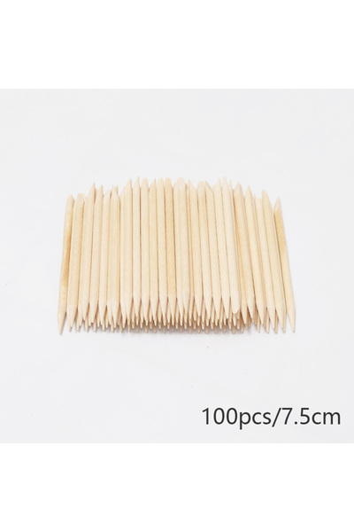 Choice6 100Pcs 7.5cm Nail Cuticle Pusher Orange Wood Sticks Nail Manicures Re...