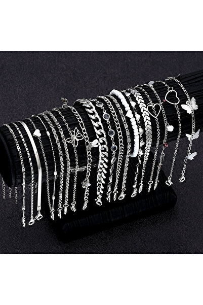 Choice AY6177702HB 20 Pcs/Set Fashion Metal Butterfly Heart Pendant Anklets S...