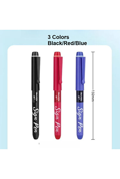 Choice6 S1 Black Red Blue Snowhite Quick-Drying Sign Pen (1.0mm Fiber Tip), D...