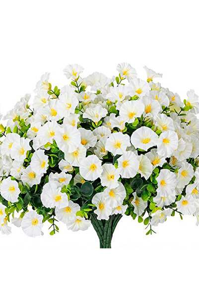 choice2 4Bundles white 4/12Pcs Artificial Flowers Fake Silk Morning Glory Flo...