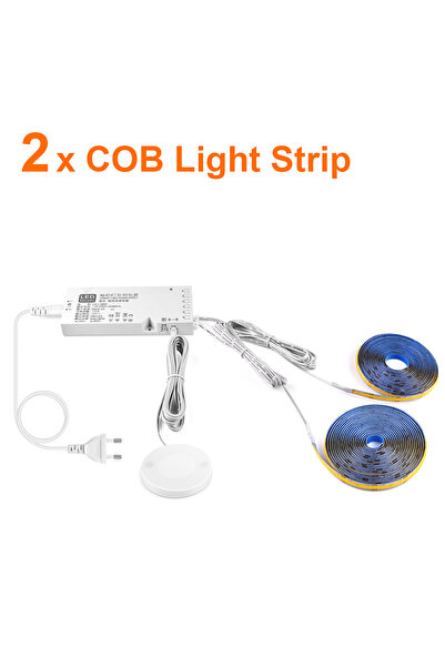 Choice 2m EU Power Plug Warm White 2PCS LED Strip 1-6 Sets 110V 220V COB Led ...