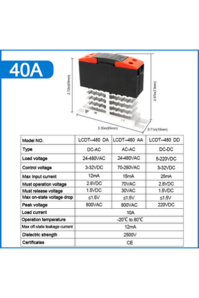 Choice6 DC Control AC 40A LCTC SSR Solid State Relay 10A 25A 40A DIN Rail Mou...
