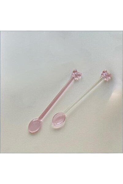 choice2 C Pink Bow Glass Coffee Spoon Long-handled Dessert/milk Tea Stirring ...