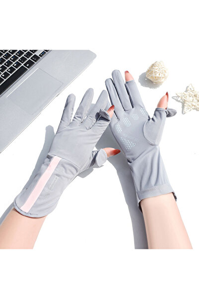 Choice3 One Size Gray Summer Sunscreen Gloves Women Thin Ice Silk Anti-ultrav...