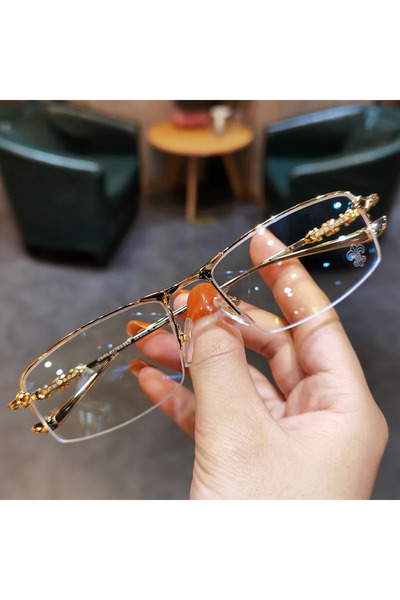 Choice23 -5.0 Myopia Gold Square Frame Myopia Glasses Office Women Men Anti-b...