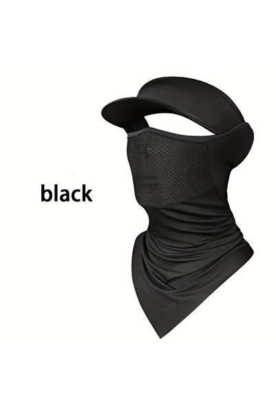 Choice4 black Summer Full Face Mask Breathable Anti-UV Neck Flap Wide Brim Cy...