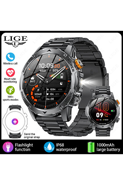 Choice3 steel black LIGE New 1000mAh Capacity Battery Smart Watch LED Flashli...