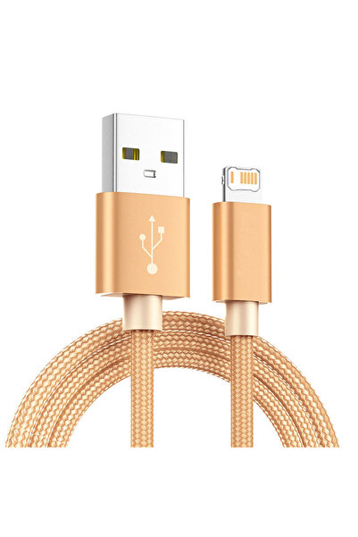 Choice3 1m Gold 1m Nylon Braided USB Fast Charging Cable For iPhone X XR XS 1...
