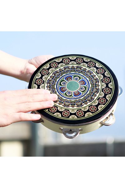 Choice3 8 Inch Tambourine 3 IRIN 8 Inch Tambourine Handbell Hand Drum Colourf...