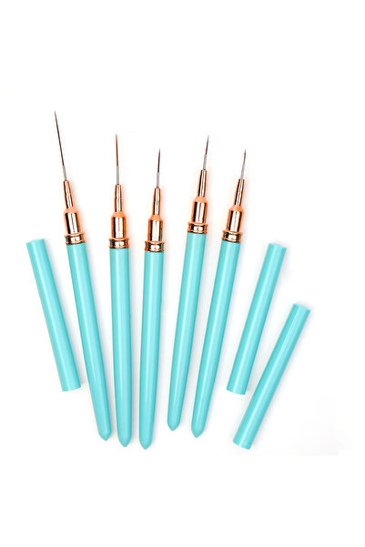Choice Lake blue 5PCS Nail Art Liner Brush Set For UV Gel French Stripe Line ...