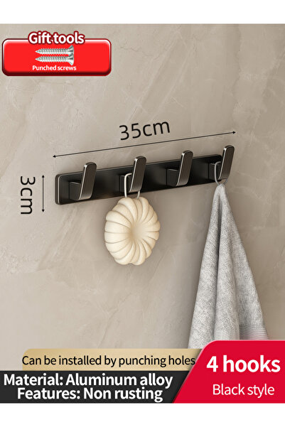 Choice black4hook No Drill Space Aluminum Punch-Free Kitchen Hook Bathroom Cl...