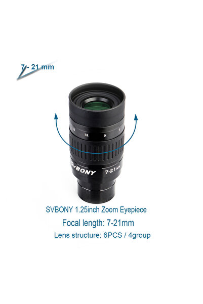 Svbony 7-21mm 1.25" Zoom Telescope Eyepiece 7-21mm/8-24mm/10-30mm FMC Zoom Le...