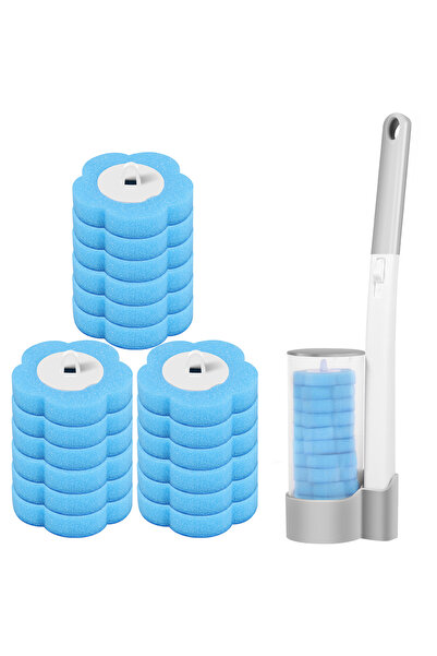 Choice 1 Gray 18 Head A 18/36Pcs Disposable Toilet Brush Kit Wall-Mounted Bat...