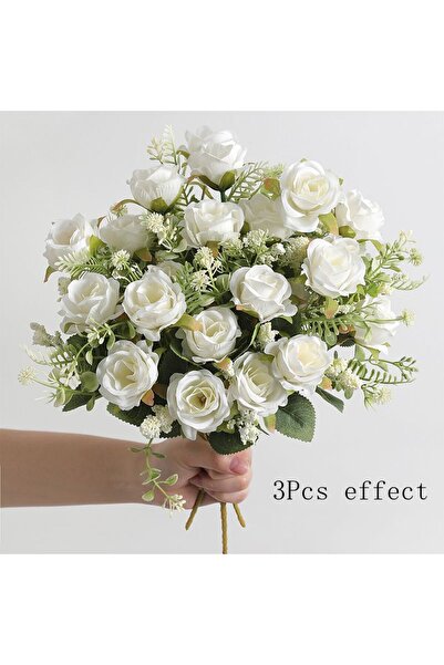 Choice 1Pcs White 30cm Rose White Silk Bouquet Peony Artificial Flower 5 Big ...