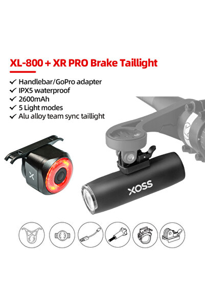 XOSS XL800 with Taillight XL400/XL800 Bike Headlight 400/800 Lumen USB Rechar...
