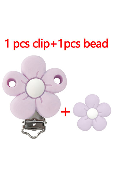 Choice 1set 1/3/10pcs Silicone Flower Pacifier Clips Food Grade Teethers For ...