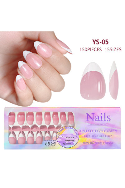 Choice1 05 150pcs Nude White Fake Nails Need Adhesive Glue Glitter Press on N...
