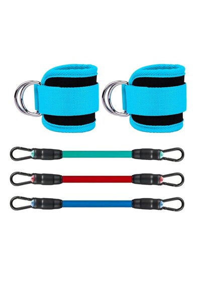 Choice blue-5pcs Ankle Straps Resistance Bands Set Fitness Workout Exercise E...
