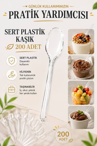 Elif mağazacılık Sert Plastik Kaşık (200 Adet )