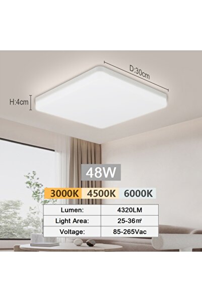 Choice10 Neutral light ED-SQ-48W LED Ceiling Lamp 18-48W Flush Mount Fixture ...