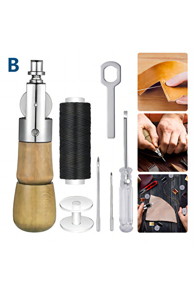 Choice style B Leather Sewing Awl Thread Kit Hand Sewing Machine Speedy Lock ...