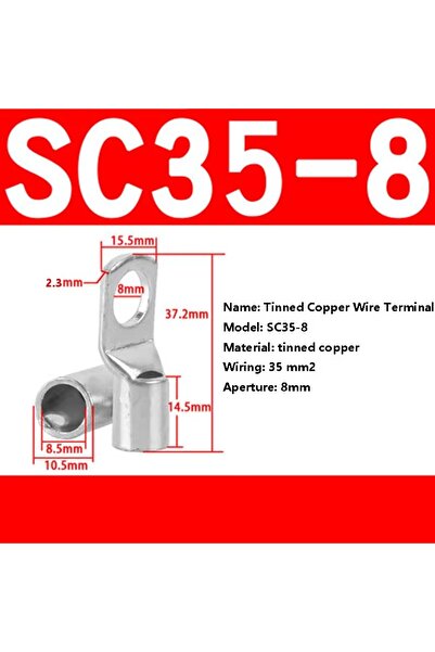 Choice14 10 قطع SC35-8 أطراف بطارية نحاسية مطلية بالقصدير بفتحات مسامير 10/16...