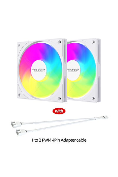 Choice1 مروحة تبريد كمبيوتر Teucer 120mm ARGB WH ثنائية المراوح، محمل FDB، PW...
